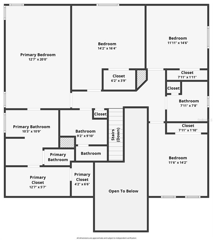 This is a floor plan of a house's upper level featuring four bedrooms and three bathrooms — 118 MIRO DRIVE, DAVENPORT, FL