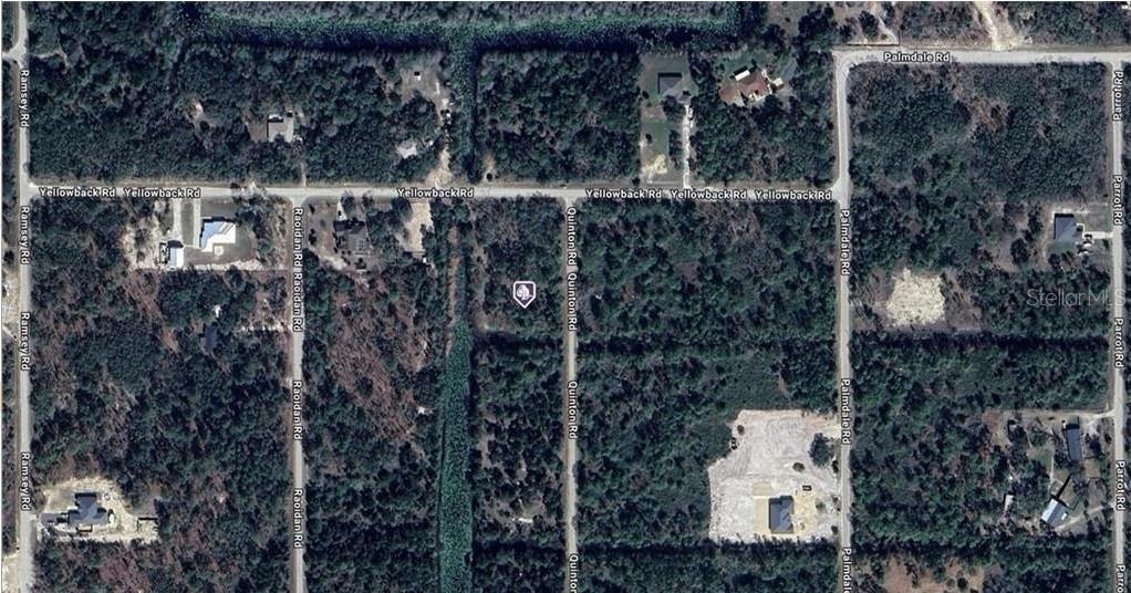 This is an aerial map view of a wooded residential area with dirt roads — 0 QUINTON ROAD, BROOKSVILLE, FL