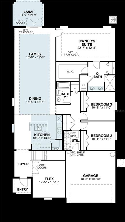 This is a floor plan for a single-story house featuring three bedrooms and a garage — 1855 CLARY SAGE DRIVE, SPRING HILL, FL