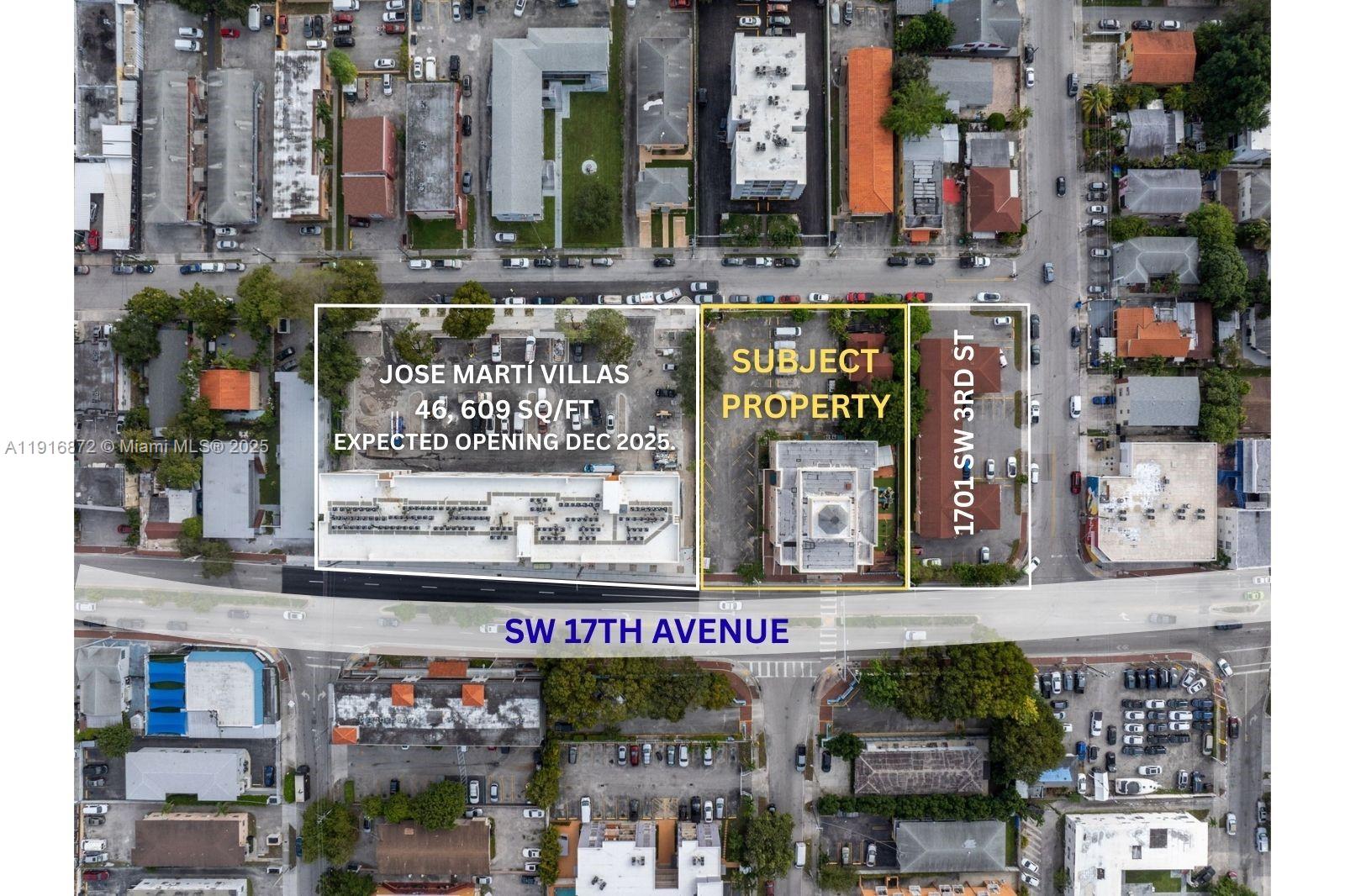 This aerial map shows a subject property lot highlighted next to a development site — 226 SW 17th Ave, Miami FL 33135, MIAMI, FL
