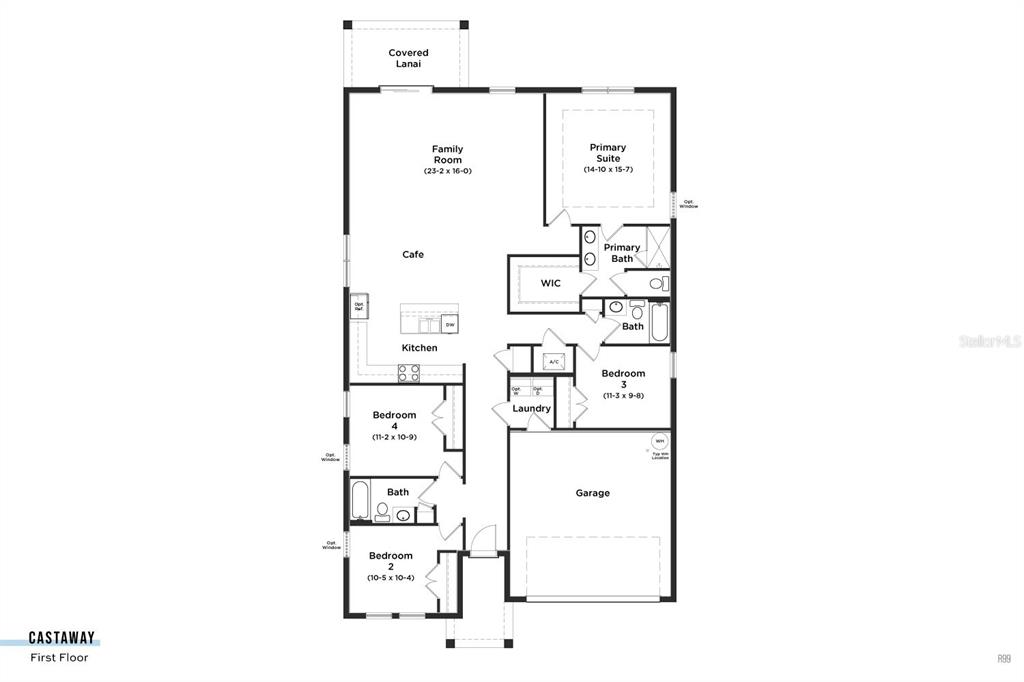 This is a floor plan for a single-story house featuring four bedrooms and a garage — 2261 CROWN ROCK BLUFF DRIVE, LAKE HAMILTON, FL