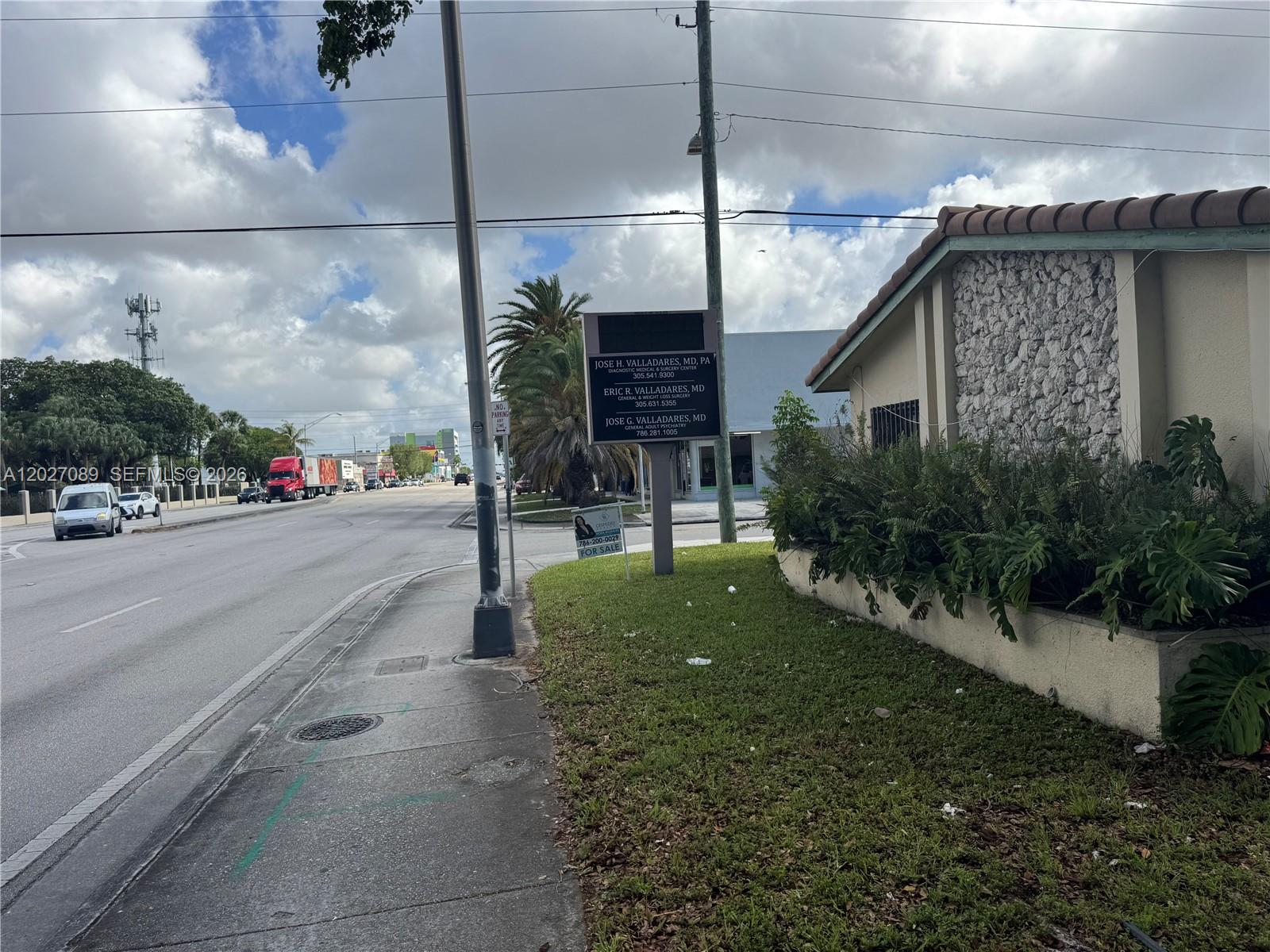A street-level view shows a medical office sign, a stone-faced building, and a nearby road — 2660 SW 3rd St, Miami FL 33135, MIAMI, FL