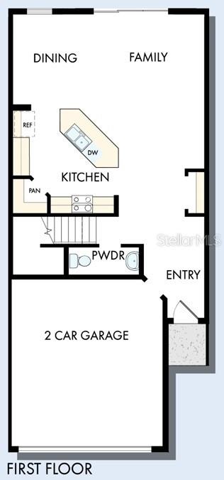 This is a floor plan for the first level of a home featuring a garage — 10732 OAK BEND DRIVE, PARRISH, FL