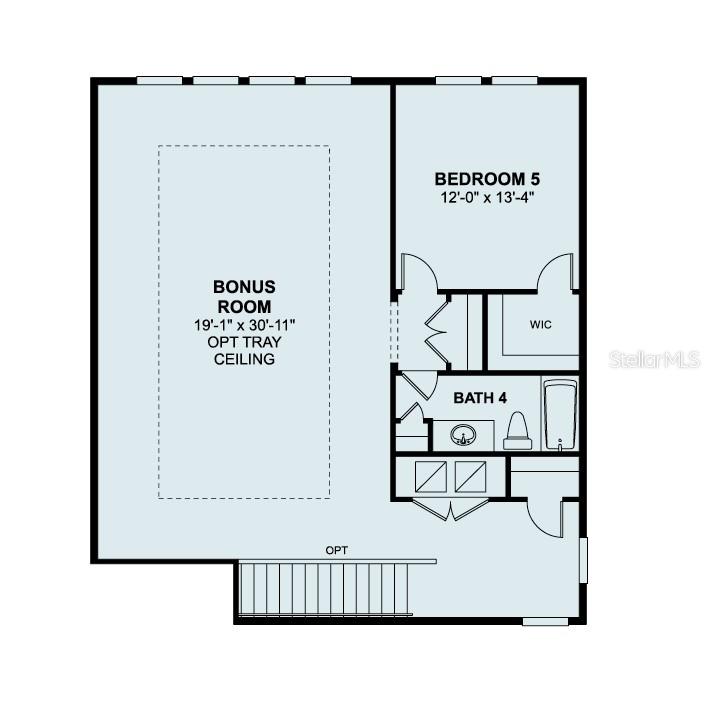 This floor plan shows a bonus room, a bedroom with a walk-in closet, and a bathroom — 3072 SOLACE WAY, ORLANDO, FL