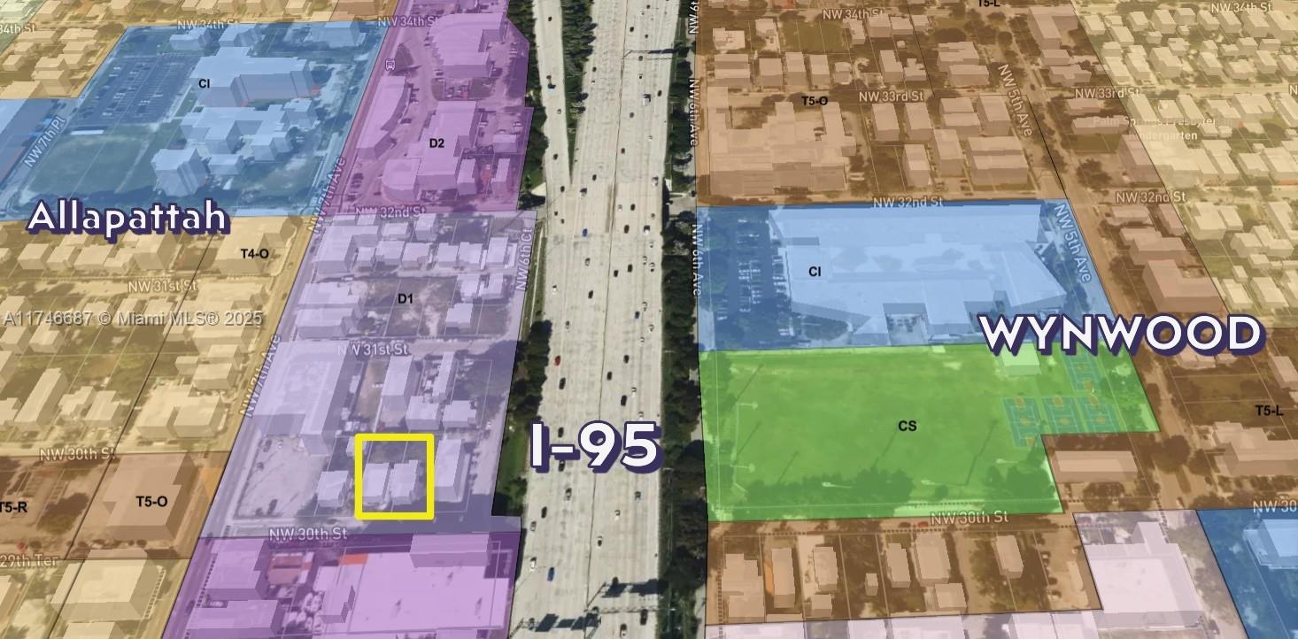 This is an aerial map showing zoning districts in the Allapattah and Wynwood neighborhoods — 681 NW 30th St, Miami FL 33127, MIAMI, FL