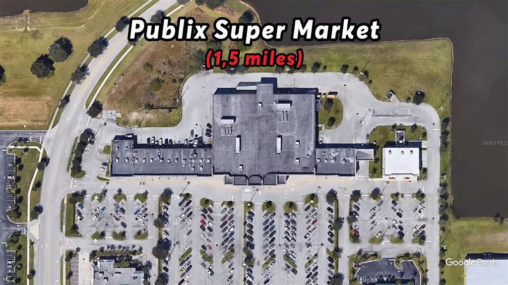 This aerial map shows a Publix Super Market building surrounded by a large parking lot — 1059 LAVA STREET SE, PALM BAY, FL