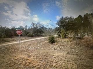 A stop sign stands at the corner of a dirt road near a wooded area — 13274 CALOOSA DRIVE, PUNTA GORDA, FL