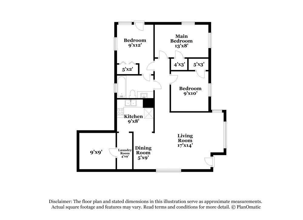This is a floor plan showing a residential layout with a kitchen, living room, and bedrooms — HOLLYWOOD, FL