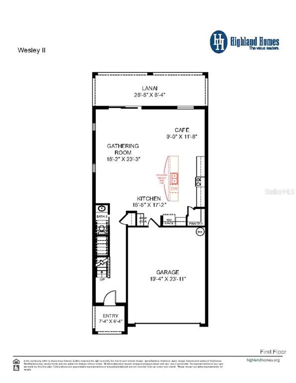 This is a floor plan for the first level of a home named Wesley II — 6860 SUNDIAL DRIVE, LAKELAND, FL