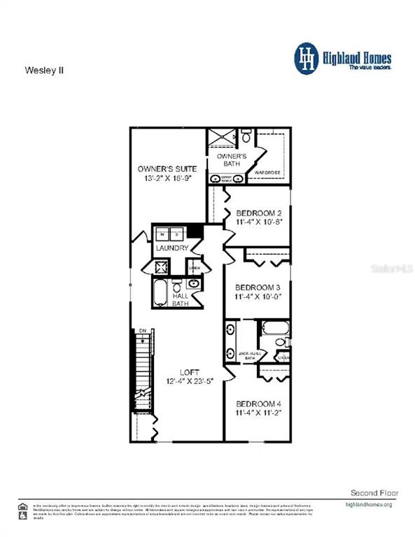 This is a floor plan for the second level of a residential home — 6860 SUNDIAL DRIVE, LAKELAND, FL