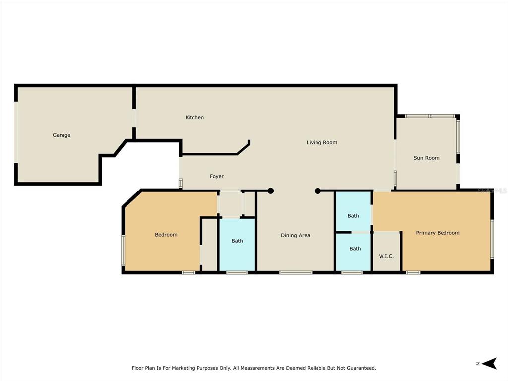 This is a floor plan of a house featuring a garage, kitchen, living room, and bedrooms — 6740 E KINGSBURY LANE, INVERNESS, FL