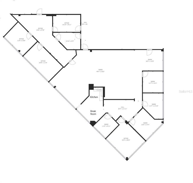 This is a floor plan showing the layout of a commercial office space — 195 WEKIVA SPRINGS ROAD, LONGWOOD, FL