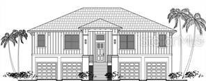 This is an architectural rendering of a two-story house with a four-car garage base — 1909 KENNEDY COURT, TERRA CEIA, FL