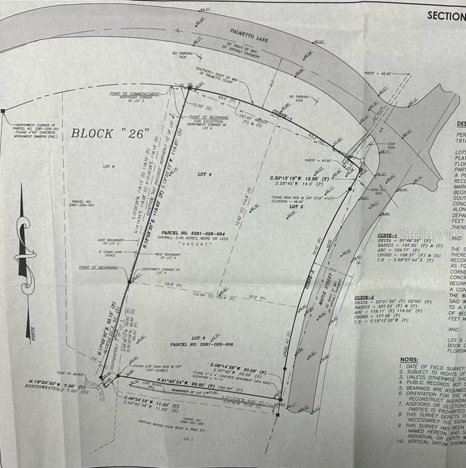 This is a land survey map showing the property boundaries and dimensions for a vacant lot — MAPLE STREET, DUNNELLON, FL