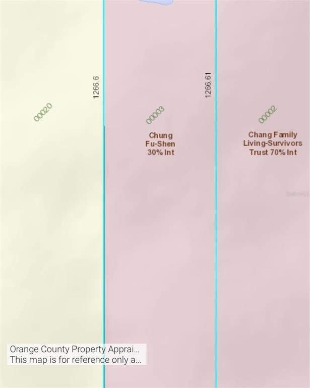 This is a property tax map showing three adjacent land parcels with ownership information — 5912 HOFFNER AVENUE, ORLANDO, FL