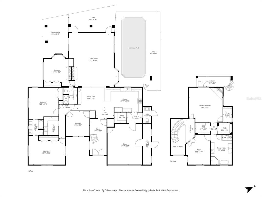 This is a two-story floor plan featuring a swimming pool, multiple bedrooms, and a garage — 2063 ILLINOIS AVENUE NE, ST PETERSBURG, FL