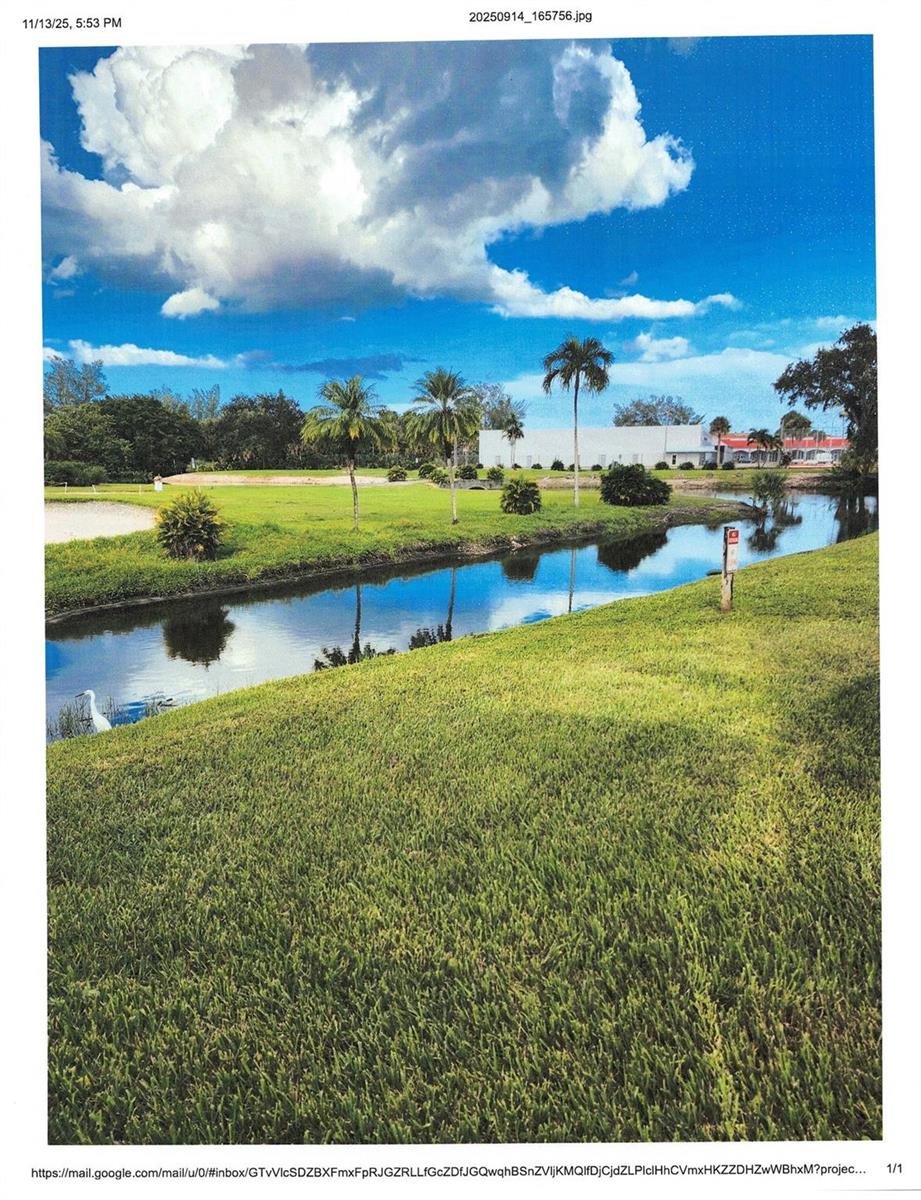 A grassy lawn leads to a small canal with palm trees and a building beyond — 4411 NW 16, Lauderhill FL 33313, LAUDERHILL, FL