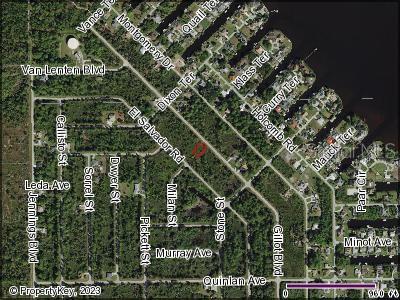 This is an aerial map showing a vacant lot surrounded by residential streets and trees — 3119 GILLOT BOULEVARD, PORT CHARLOTTE, FL