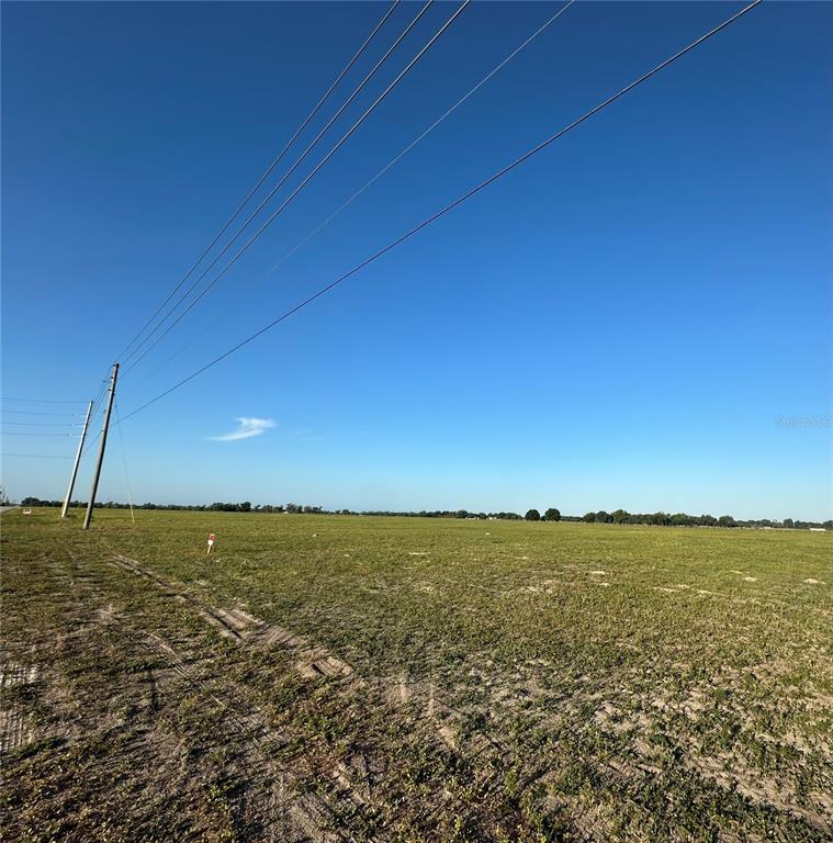 A large, flat, grassy field under a clear blue sky with utility poles and lines — S FLORIDA AVENUE Lot 5, WAUCHULA, FL