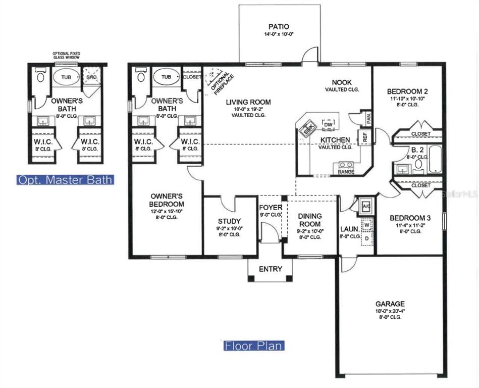 This is a floor plan for a single-story house featuring three bedrooms, a garage, and a patio — 3334 STOKIE AVE., NORTH PORT, FL