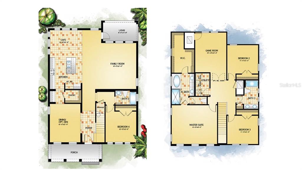 This is a two-story floor plan showing the layout of a four-bedroom residential home — 114 W PLYMOUTH STREET, TAMPA, FL