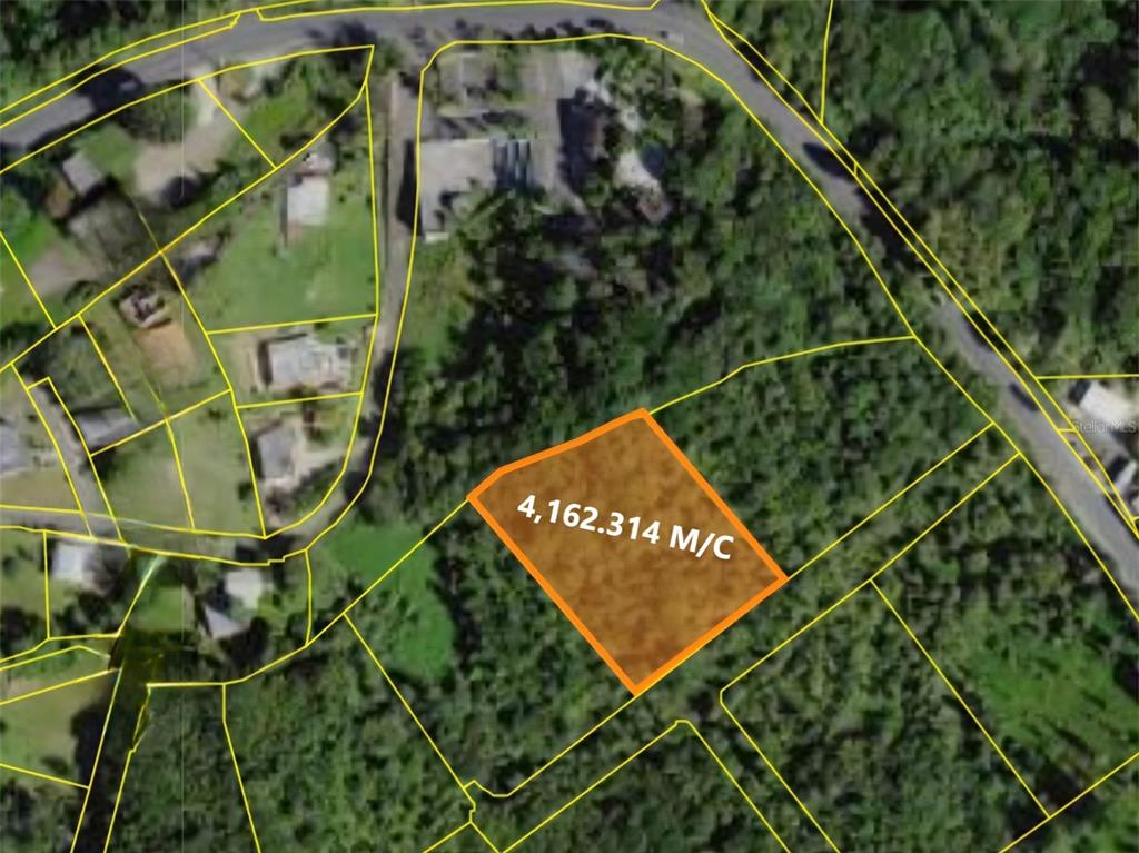 This is an aerial map showing a highlighted parcel of land with a numerical label — PR 7718 KM 3.6 PASTO WARD, AIBONITO, PR