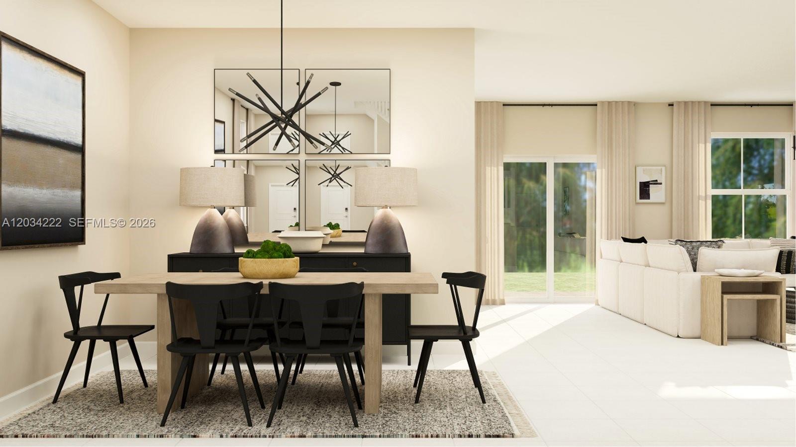 This is a rendering of a dining area featuring a wooden table and black chairs — 2735 SE 24 DR, Homestead FL 33034, HOMESTEAD, FL