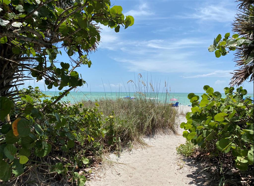 A sandy path leads through sea grape bushes toward the ocean under a blue sky — 17122 ORIENT AVENUE, PORT CHARLOTTE, FL
