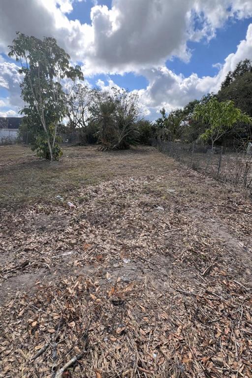 A vacant, grassy lot features scattered dry leaves, a few trees, and a wire fence — 841 BOOKER AVENUE, SEBRING, FL