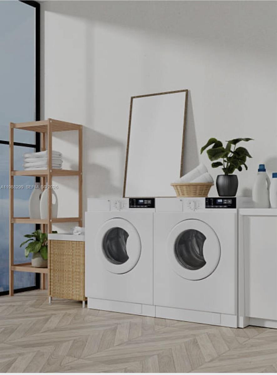 This is a rendering of a laundry room featuring a side-by-side washer and dryer — 3544 Dunes Vista Dr # 0, Pompano Beach FL 33069, POMPANO BEACH, FL