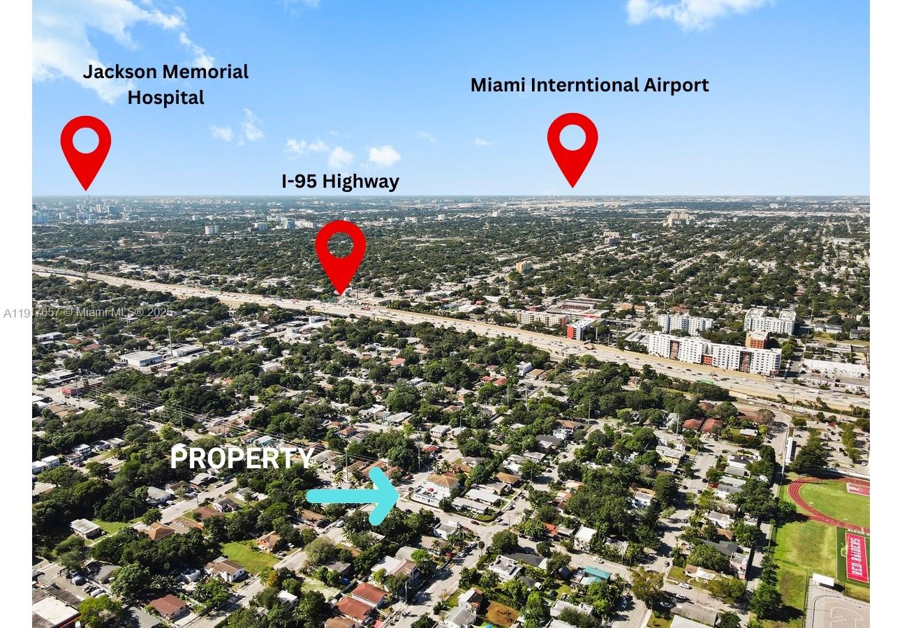 This aerial map shows a residential property location relative to nearby landmarks and highways — 305 NW 58th St, Miami FL 33127, MIAMI, FL