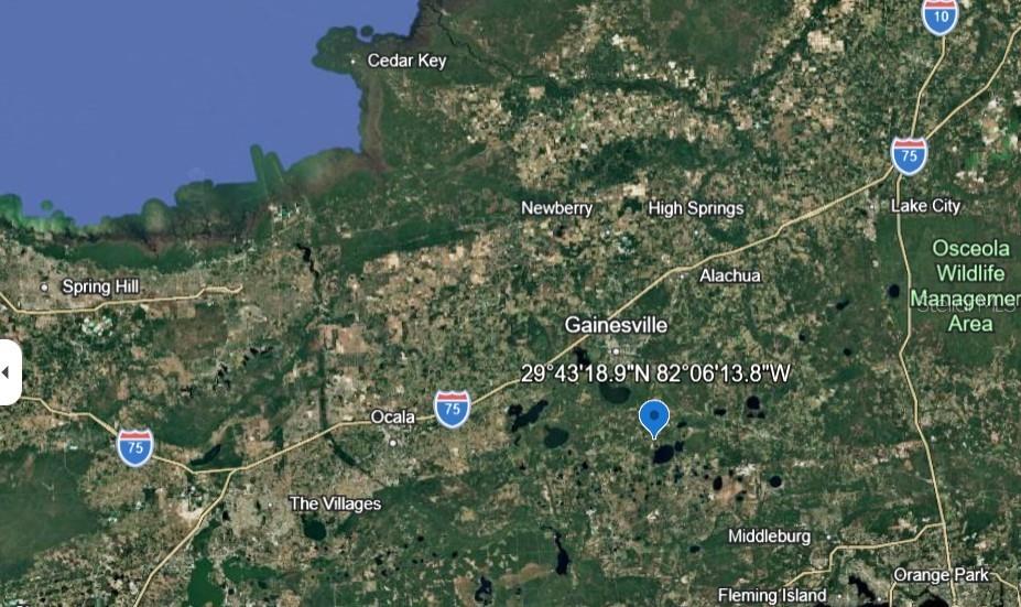 This is a map showing the location of a property in the Gainesville, Florida area — TBD, MELROSE, FL