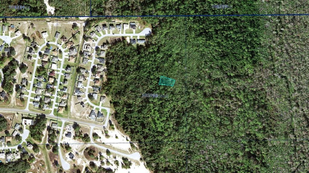 An aerial map view shows a highlighted parcel of land adjacent to a residential neighborhood — 28-28-02-934710-003070 PERCH DRIVE, POINCIANA, FL