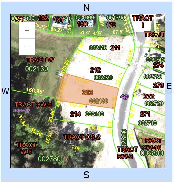 This is a property map showing lot 213 highlighted in orange within a residential subdivision — 1213 BUTTERFLY ORCHID ROAD, DAVENPORT, FL