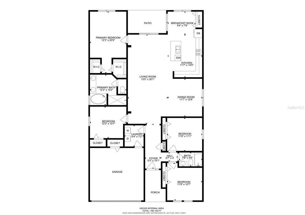 This is a floor plan for a single-story residential home with four bedrooms — 667 HARTFORD HEIGHTS STREET, SPRING HILL, FL