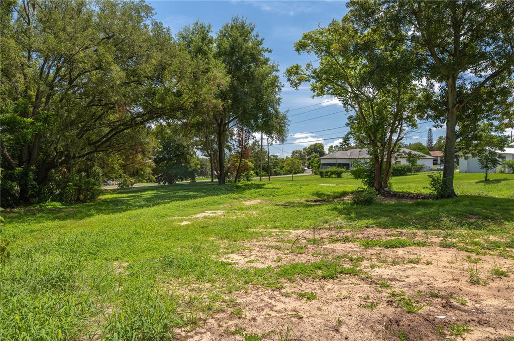 A grassy, partially cleared vacant lot with several large trees under a blue sky — 504 E MAIN STREET, DUNDEE, FL