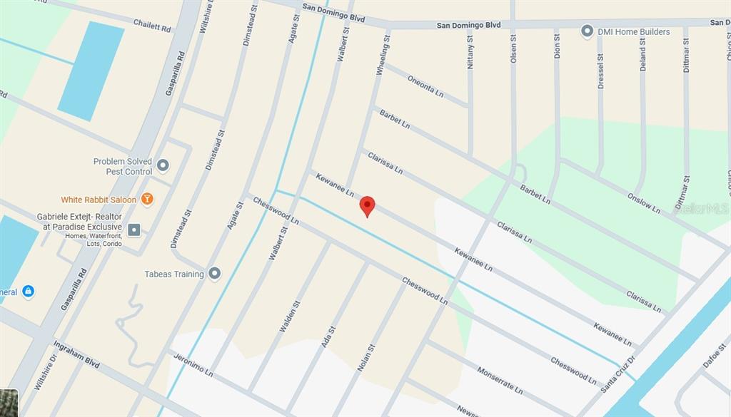 This is a map showing streets and locations in a residential neighborhood — 13985 KEWANEE LANE, PORT CHARLOTTE, FL