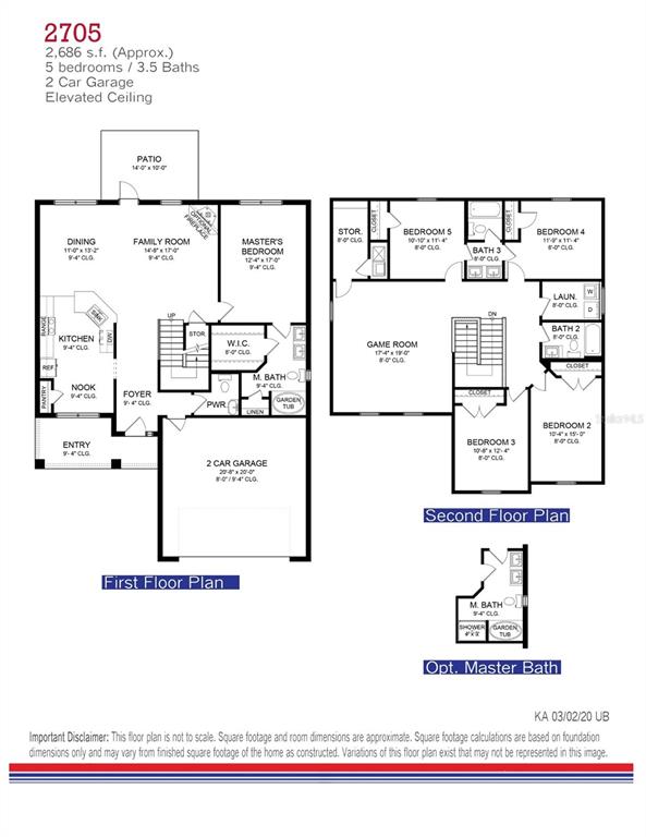 This floor plan shows a two-story house with five bedrooms, three and a half baths, and a garage — 4380 SW 92ND PLACE ROAD, OCALA, FL