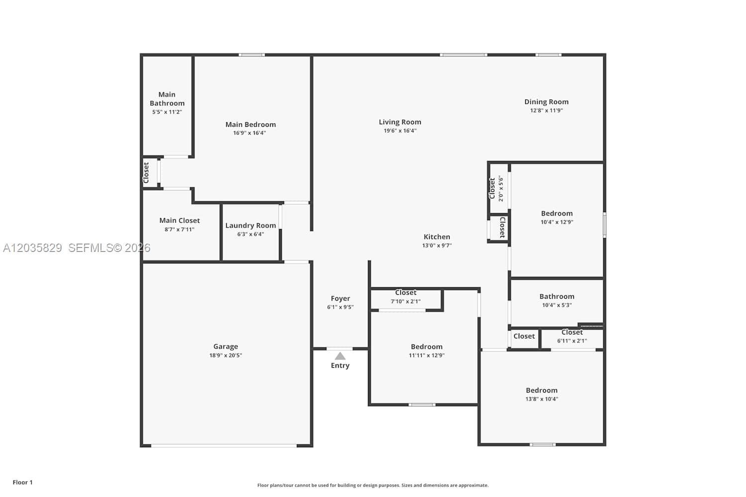 This is a floor plan for a single-story home with a garage and four bedrooms — PORT ST. LUCIE, FL