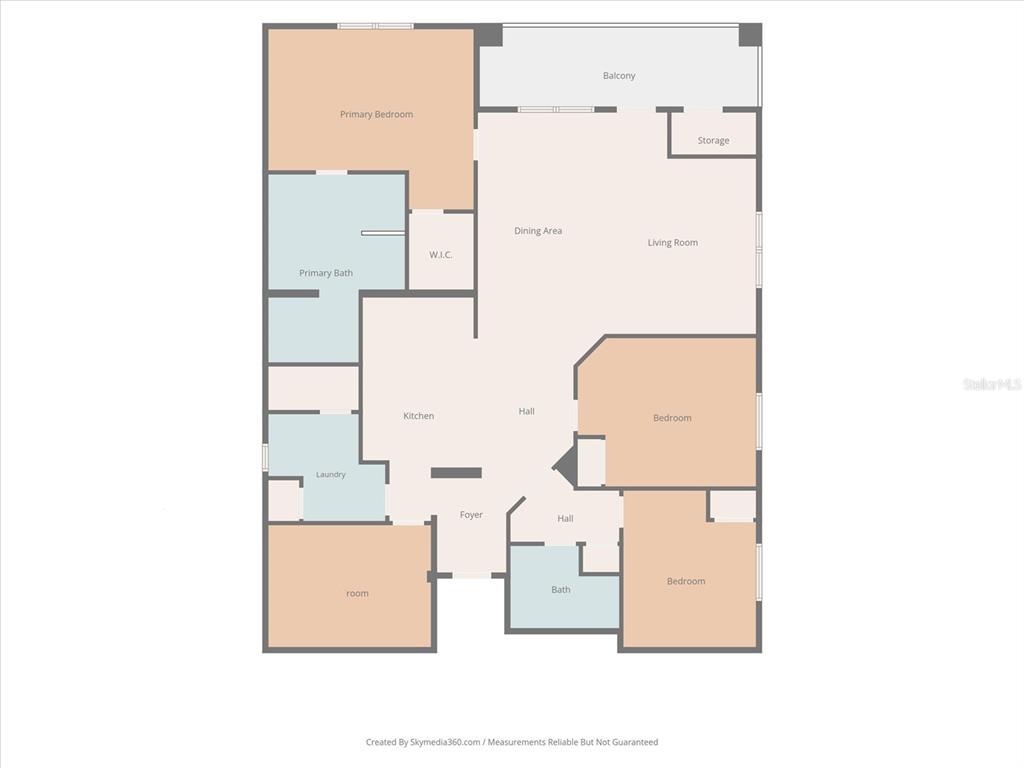 This is a floor plan of a multi-bedroom apartment with a balcony and laundry room — 4840 CAYVIEW AVENUE UNIT 20310, ORLANDO, FL