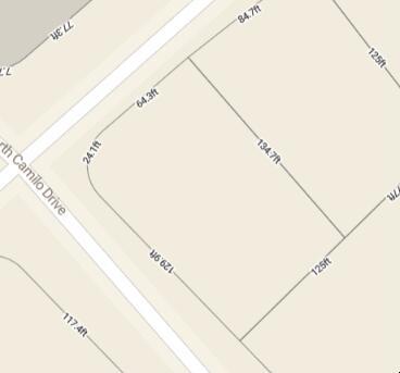 This is a map showing the property lines and dimensions of a corner residential lot — 9239 N Marcus Way, FL 34433, FL
