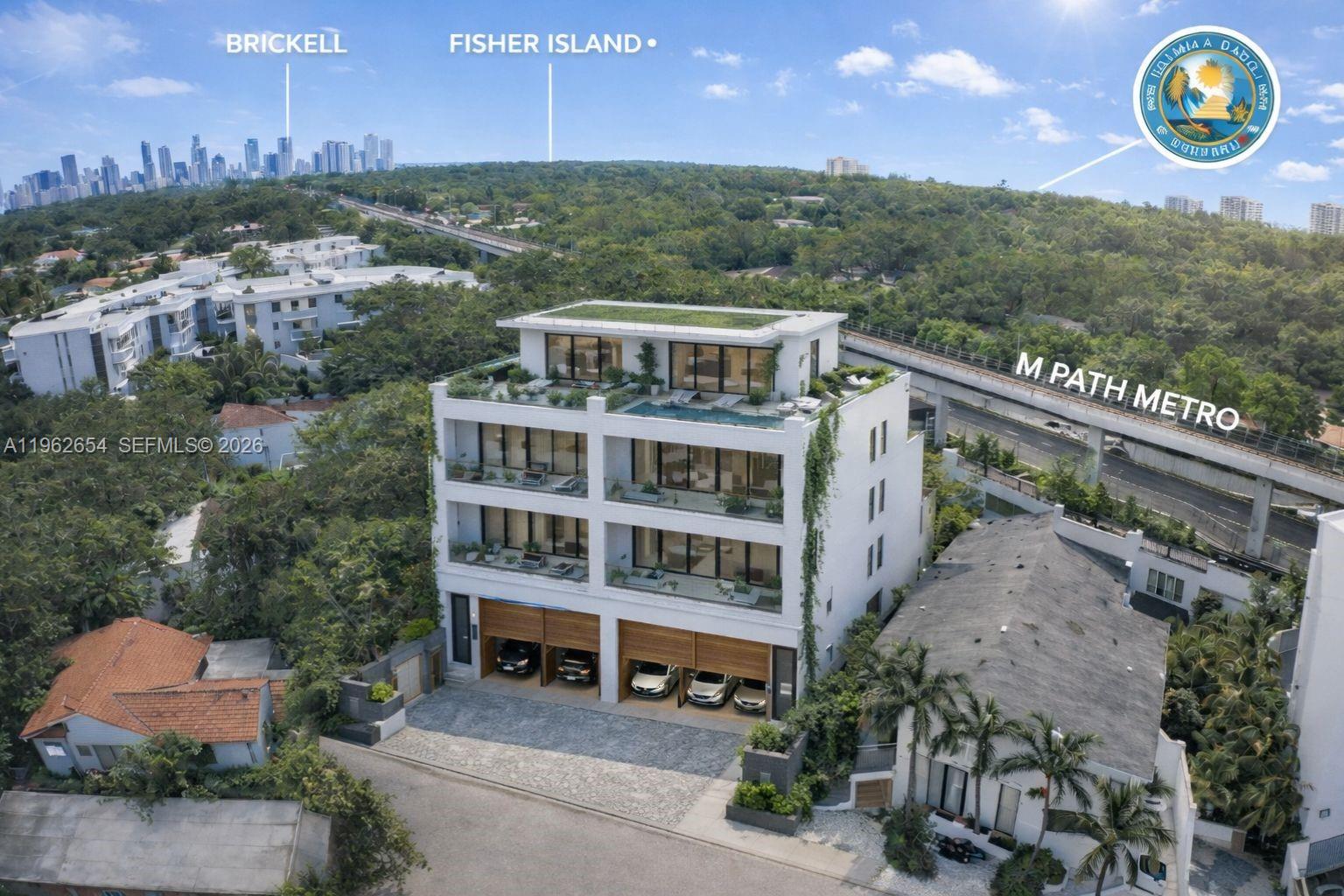 An aerial view shows a residential property outlined in red next to a metro track — 1866 SW 25th Ter, Miami FL 33133, MIAMI, FL