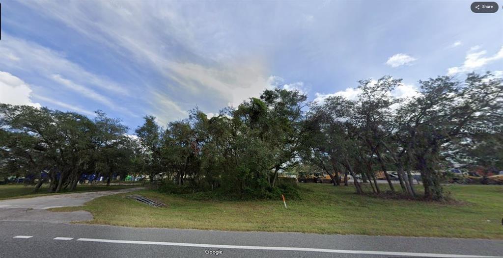 A grassy, tree-lined vacant lot sits adjacent to a paved road — N/A, POLK CITY, FL
