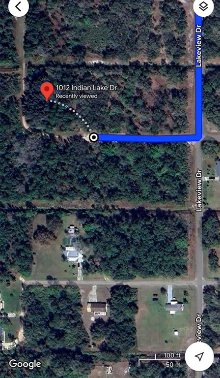 A dirt path leads through a grassy clearing surrounded by tall pine trees — 1012 INDIAN LAKE DRIVE, INDIAN LAKE ESTATES, FL
