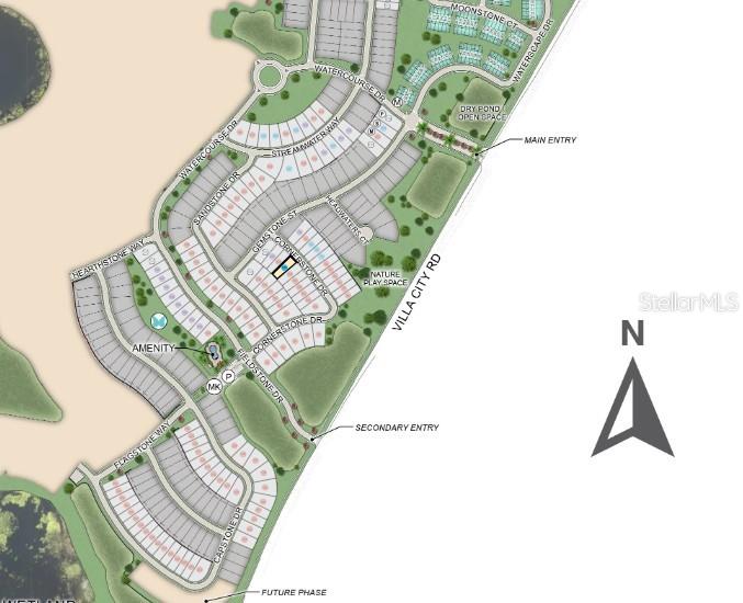 This is a site plan rendering showing the layout of a residential community — 382 CORNERSTONE DRIVE, GROVELAND, FL