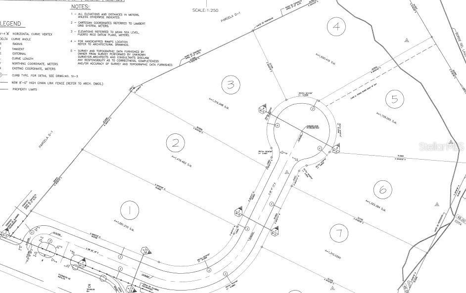 This is a site plan map showing property boundaries, lot numbers, and a circular road layout — CALLE CARRAIZO, CAGUAS, PR