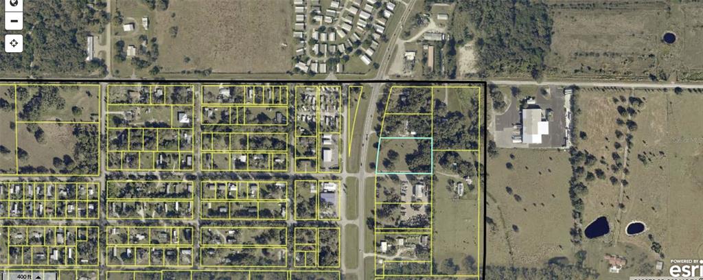 This is an aerial map showing property boundaries and land parcels in a rural area — N Sr 29 N SR 29, LABELLE, FL
