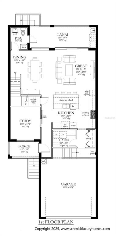 This is a first-floor architectural floor plan for a residential home — 554 ESTUARY SHORE LANE, APOLLO BEACH, FL