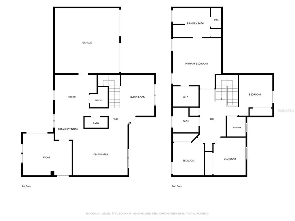 This is a two-story floor plan showing the layout of a house with a garage — 2124 CONTINENTAL STREET, ST CLOUD, FL