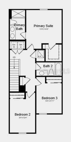 This is a floor plan of a residential second floor featuring three bedrooms and two bathrooms — 10822 ECLIPSE STREET, SARASOTA, FL